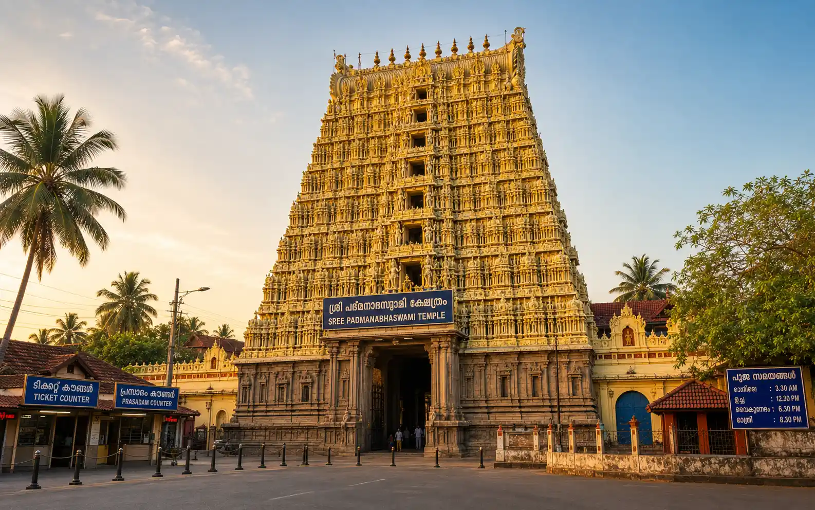 Padmanabhaswamy Temple gopuram, a top place to visit in Trivandrum