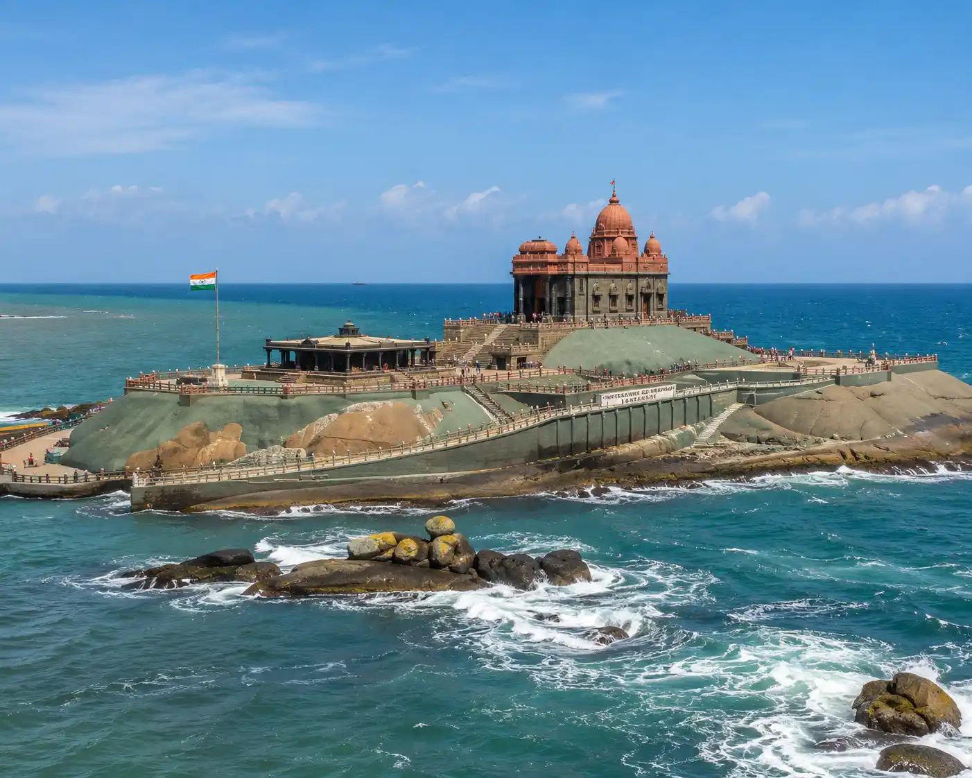 Vivekananda Rock Memorial at Kanyakumari on an Altima Cabs day tour from Trivandrum